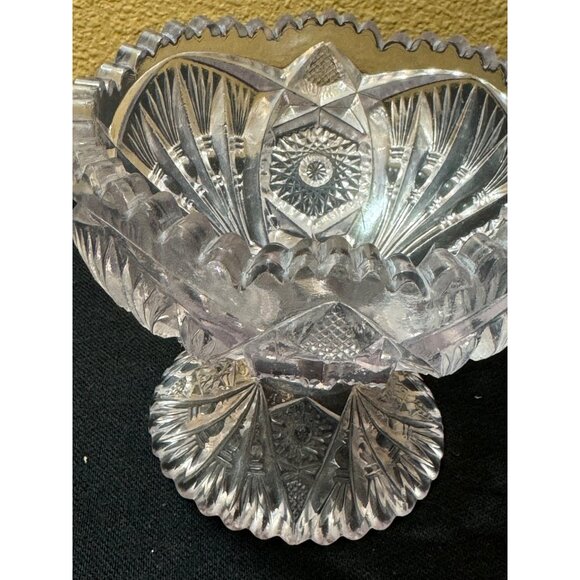Antique Imperial Glass Nucut 212 Footed Compote Saw Tooth Edge Dish - Picture 9 of 10